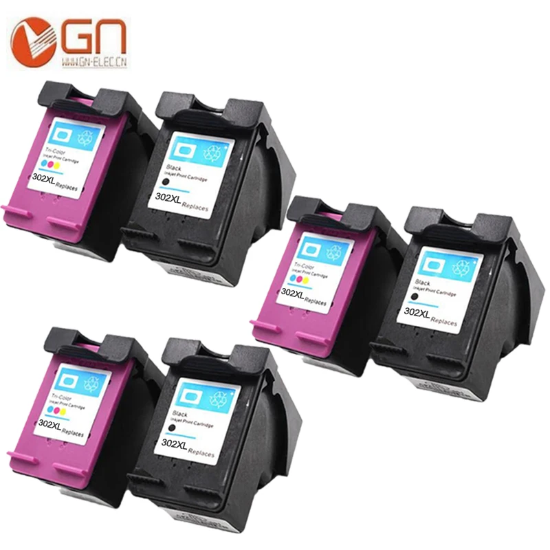 Картридж GN 6PK для картриджей HP 302 302XL совместимый с Envy 4520 4522 Deskjet 1110 2130 3630 OfficeJet 3830