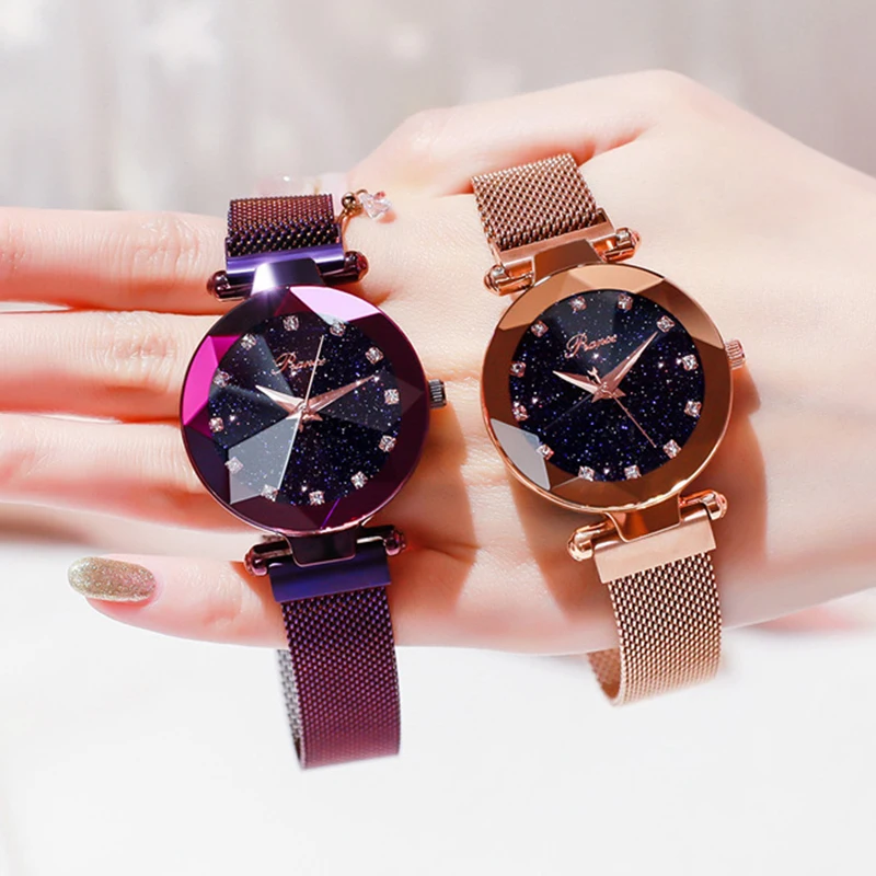 Модные кварцевые женские часы с браслетом из розового золота повседневные