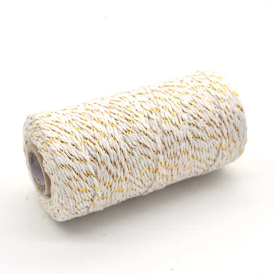 gold 704 100 м/рулон 2ply Bakers Шпагат Веревка хлопок шнуры Веревка для дома Рождественский подарок ручной работы упаковка ремесла проекты DIY - Цвет: gold 704