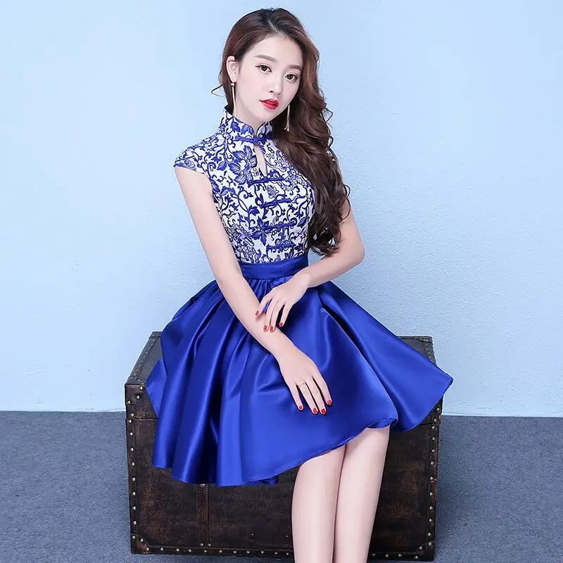 Винтажное китайское мини платье Ципао свадебное в стиле ретро сексуальное