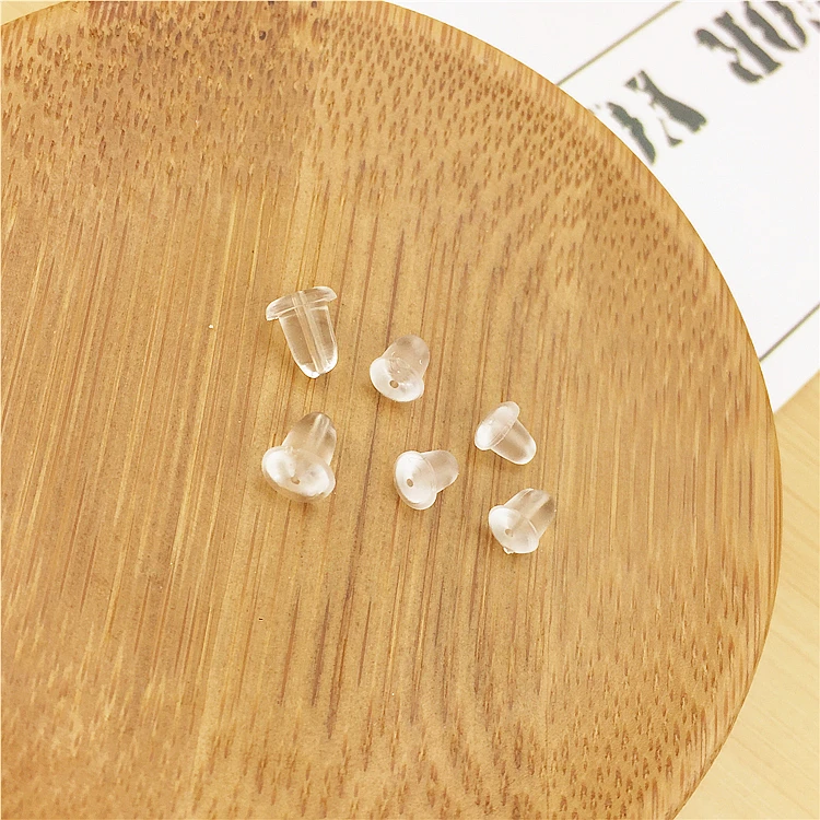 100pcs Earrings Jewelry Accessories Clear Silicone Barrel Bullet Plastic Rubber Ear Plugging Earring back Earstud Findings | Украшения и