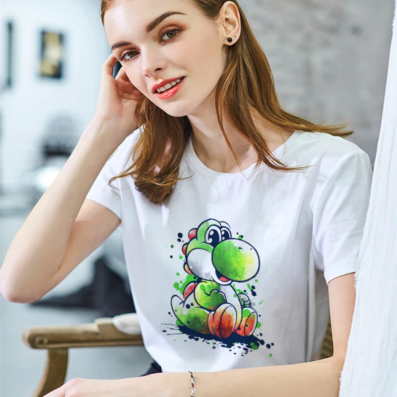Новая футболка с динозавром из мультфильма Женская хлопковая Футболка Harajuku