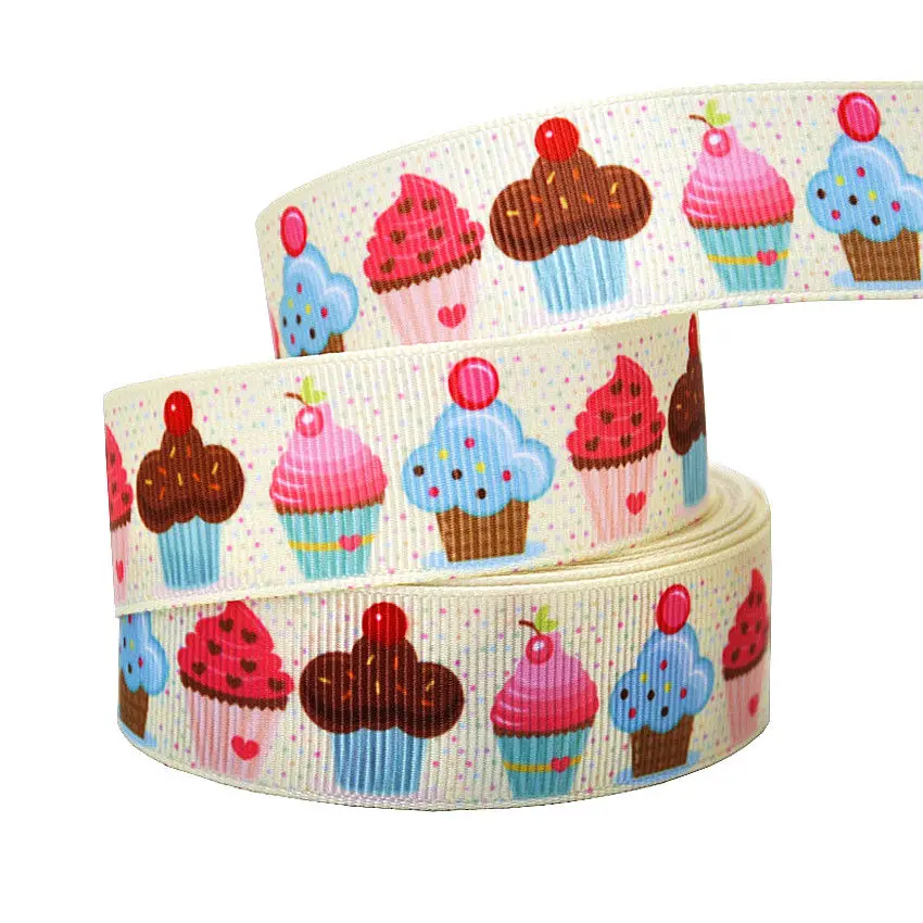 (10 м/Лот) с фокусным расстоянием 25 мм Grosgrain печатные красочные леденец пирожные