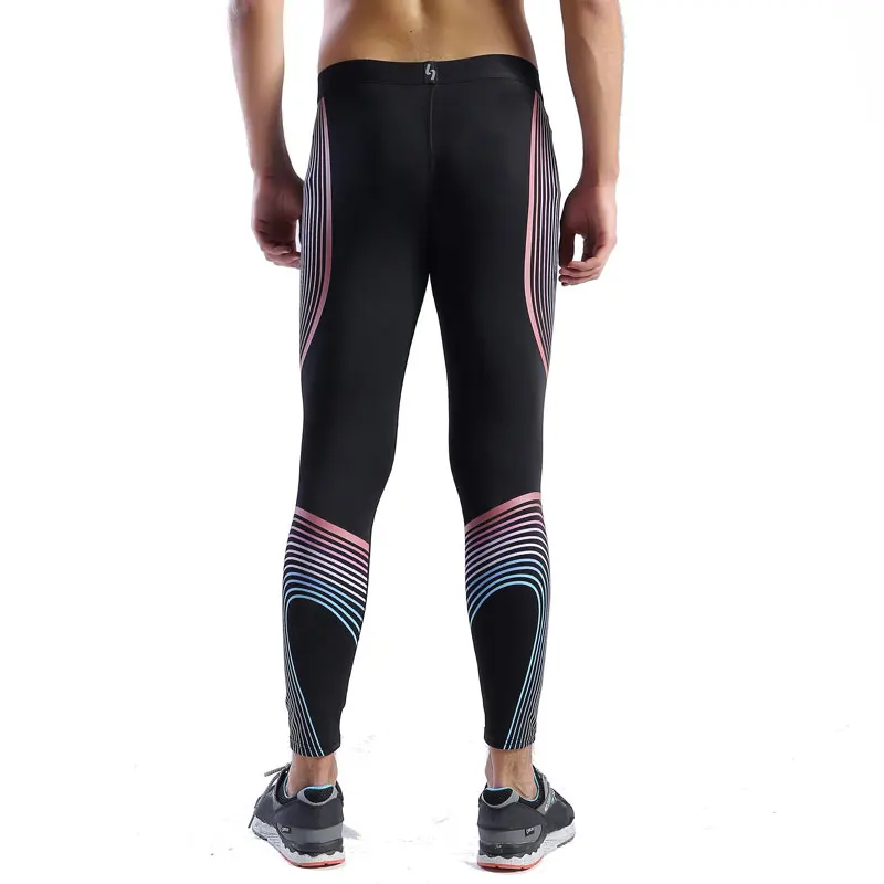 UABRAV Hot Sale Men's Running Tights Striped Pants Sports Gym Bodybuilding Excrise Fitness | Спорт и развлечения