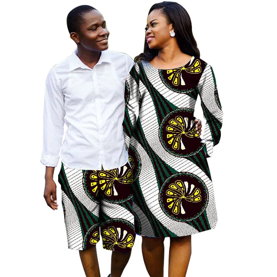 Фото Одежда для пар в африканском стиле мужские и женские платья шорты