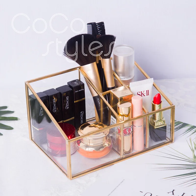 Cocostyles premium luxurious design cosmetics storage box organizer with golden edge for glamorous women home decoration | Дом и сад