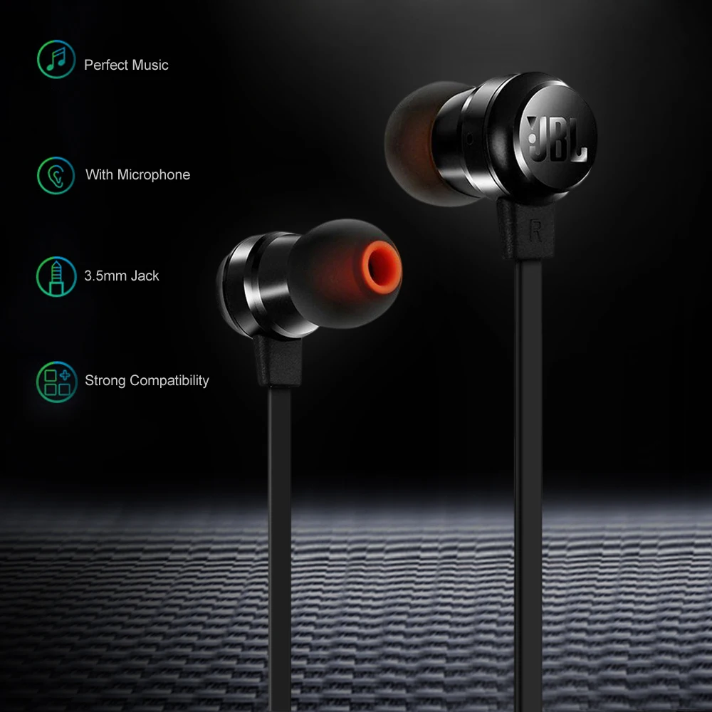 JBL T280A 3,5 мм проводные наушники стерео музыкальные наушники Hands-free с микрофоном шумоизоляция гарнитура