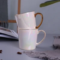 pearl glaze white mugrainbow glazed ceramic cupsimple nordic teacupfashion coffee cup advanced mug drinkware gift 350ml