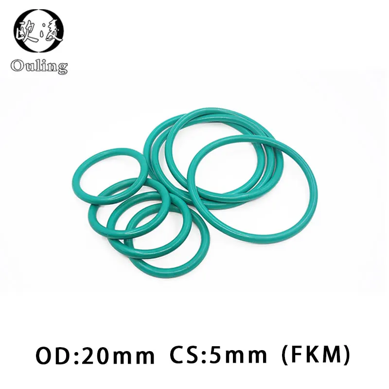 Резиновое кольцо 10 шт./лот зеленое уплотнительное FKM CS5mm OD16/17/18/19/20 мм резиновые