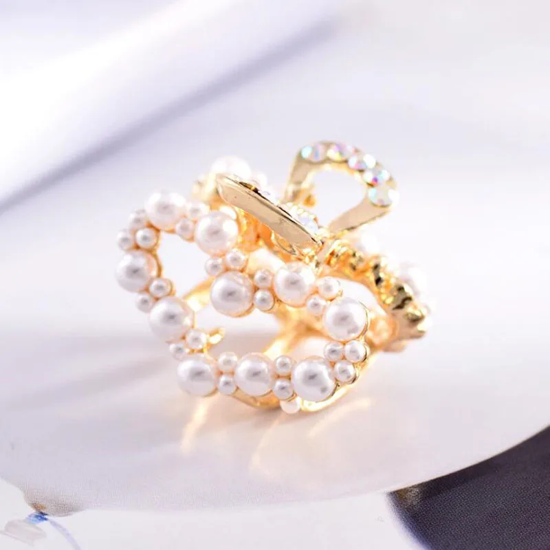 1 шт. бутик имитация жемчуга женские Когти для волос в форме сердца с бантом