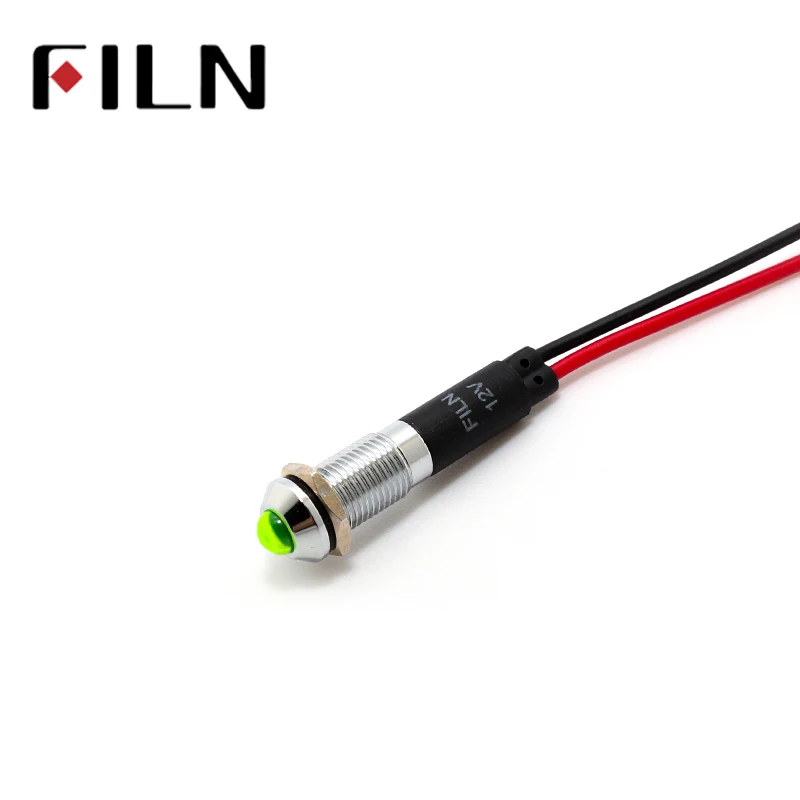 Светодиодная металлическая сигнальная лампа FILN FL1M-8SW-1 8 мм красный желтый синий