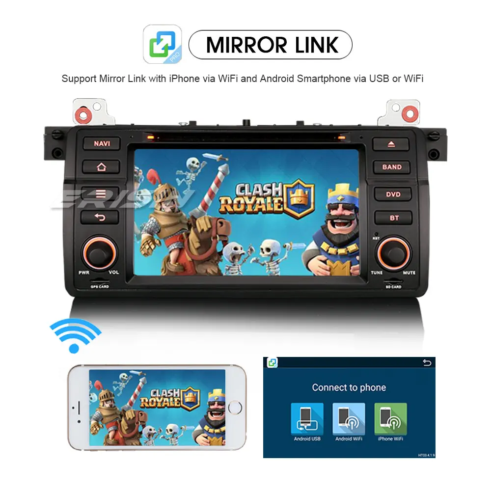 Erisin ES4746B 7 &quotAndroid 1 Автомобильная навигационная система GPS автомобильный DVD для E46
