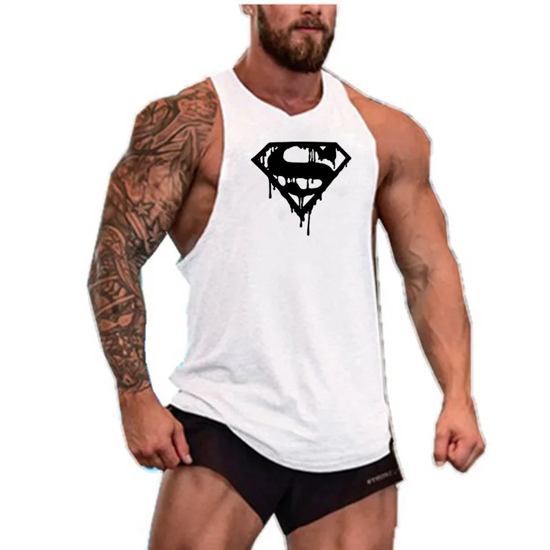 19 Новое поступление для бодибилдинга tanktop Superman Gym рубашка без рукавов Мужская майка для фитнеса Спортивная тренировочная майка для бега - Цвет: 19