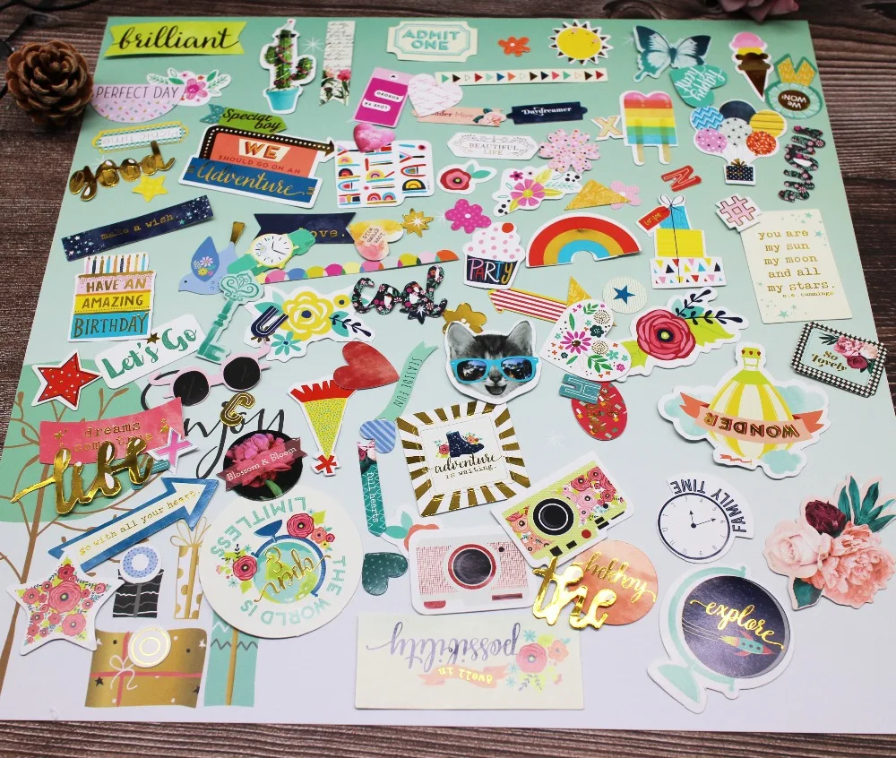 97 шт. клейкие наклейки с изображением лисы для скрапбукинга фотоальбома Happy