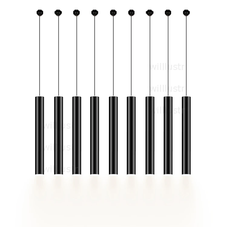 Современные светодиодный алюминиевая Подвесная лампа подвеска освещение висячий цилиндр лампы черный свет труба трубы минималистский роскошные огни 5 см