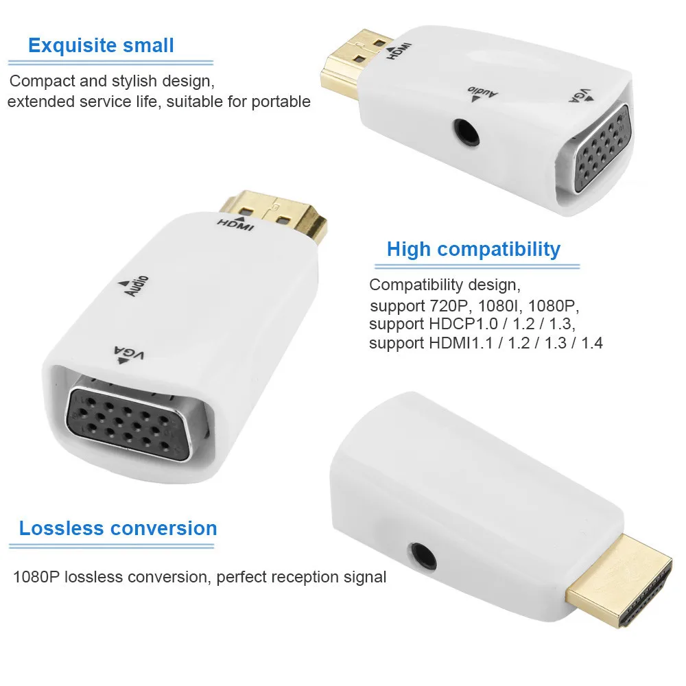 Robotsky 1080P HDMI в VGA адаптер позолоченный AV конвертер с аудио кабелем для Xbox 360 PS3 PS4 HDTV проектор