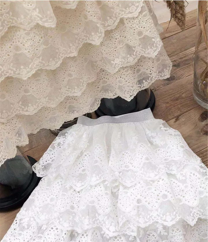 Весенне-летние юбки WLG для девочек детская кружевная бежевая белая юбка