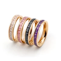 free shipping color stone full circle rose gold colour stainless steel ring