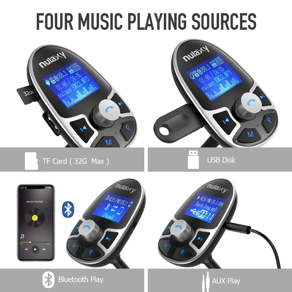 Nulaxy класса люкс Беспроводной Bluetooth FM комплект Transmiiter модулятор Авто MP3 плеер