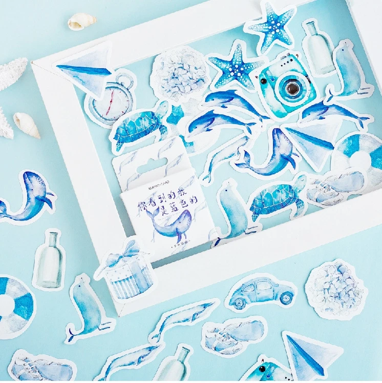 

Blue fish decorative sticker(1pack=45pieces)