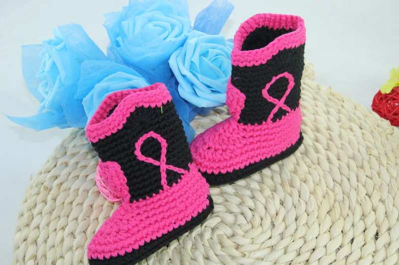 Бесплатная доставка милые вязаные крючком ковбойские детские ботинки ручной