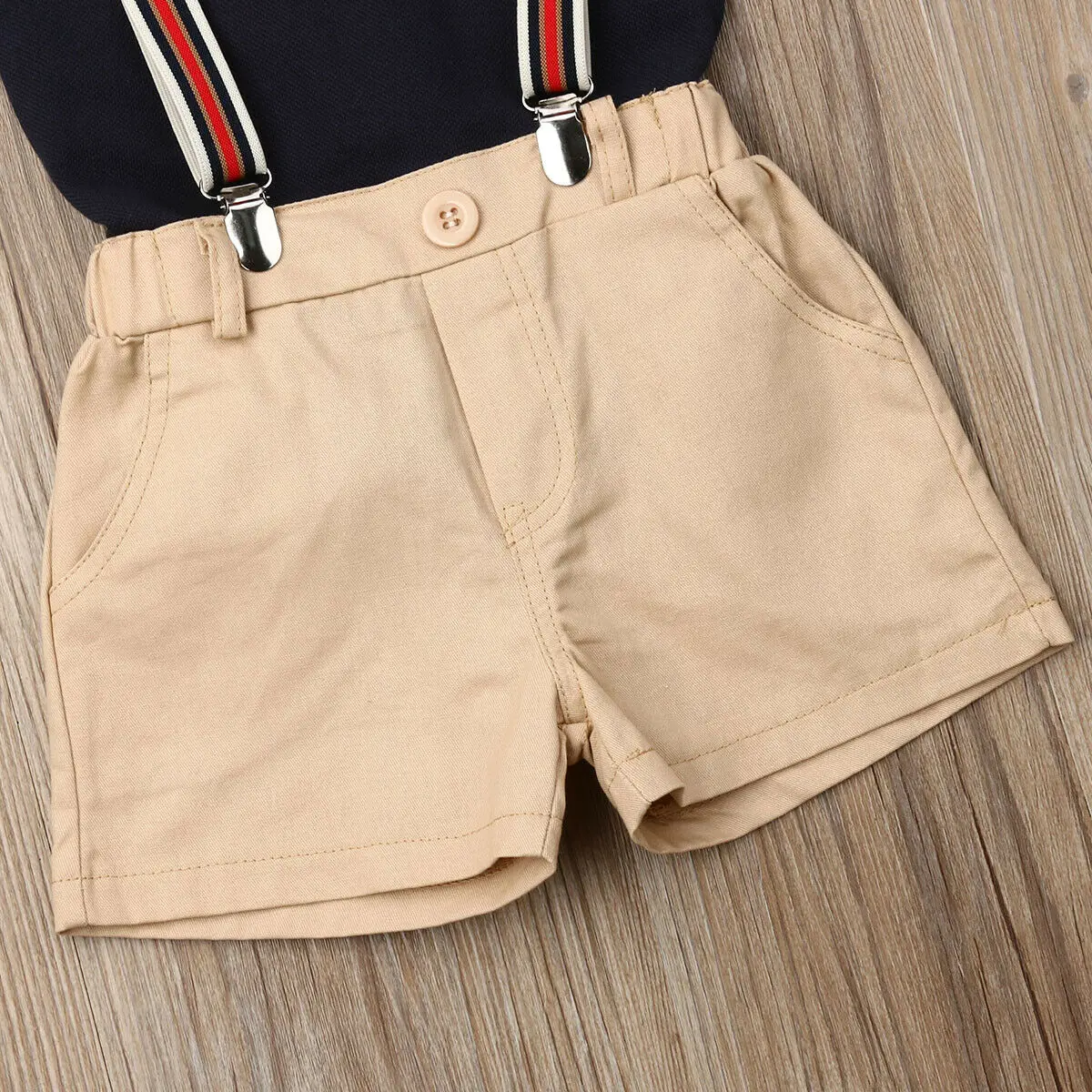 Комплекты детской одежды для мальчиков однотонные футболки + шорты-комбинезон