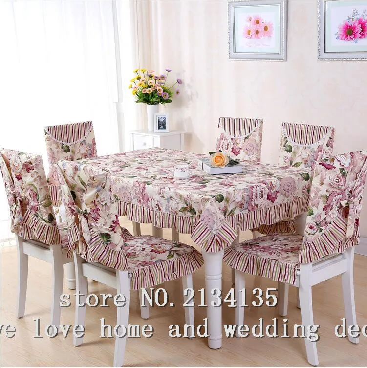 The chairs set round table cloth fabric dining pastoral suit tablecloth cushion | Дом и сад