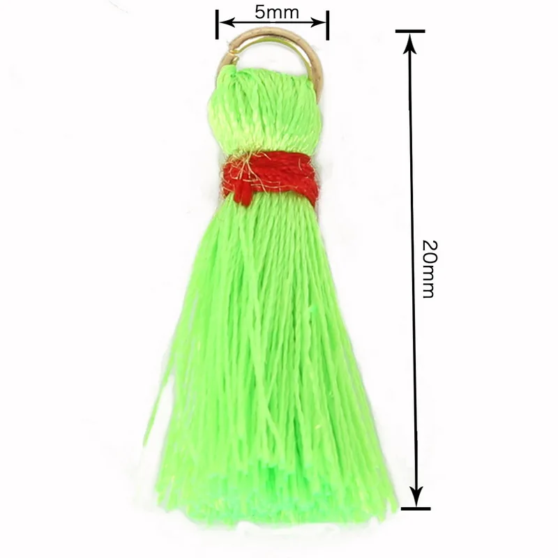 Neon Green Новая мода 100 шт 20 мм шелк мини кисточкой амулеты Золотое кольцо серьги кисточки кулон DIY ручной работы ювелирных изделий Аксессуары - Цвет: Neon Green