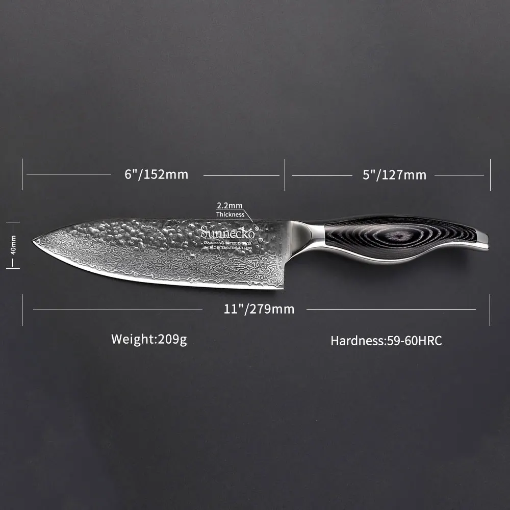 

Sunnecko Premium 6" inch Chef's Knife Japanese Damascus VG10 Steel Core Blade Pakka Wood Handle Cutting Tools Kitchen Knives