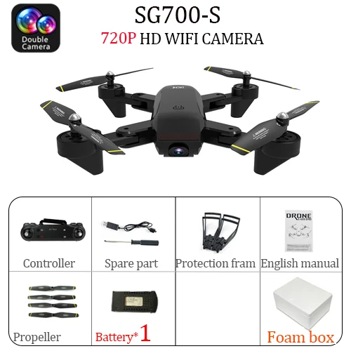 Dual 720P CAM 1B SG700 SG700S Дрон с камерой 4k 1080P 720P HD камера Дрон Профессиональный Дрон дрона Квадрокоптер игрушка-Вертолет игрушка - Цвет: Dual 720P CAM 1B