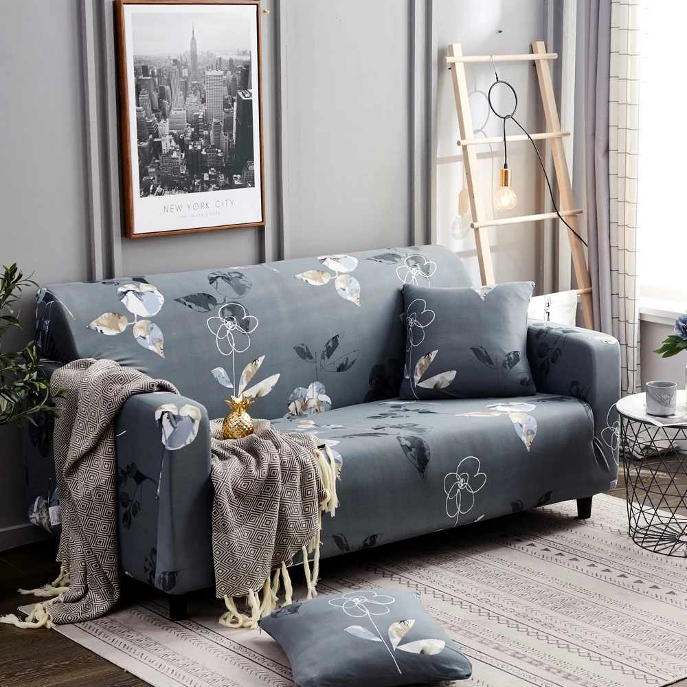 Spotted Leaves Flowers Elastic Sofa Protector Cover for Living Room Slipcovers Sectional L Shape Sofacover 1/2/3/4 Seater | Дом и сад