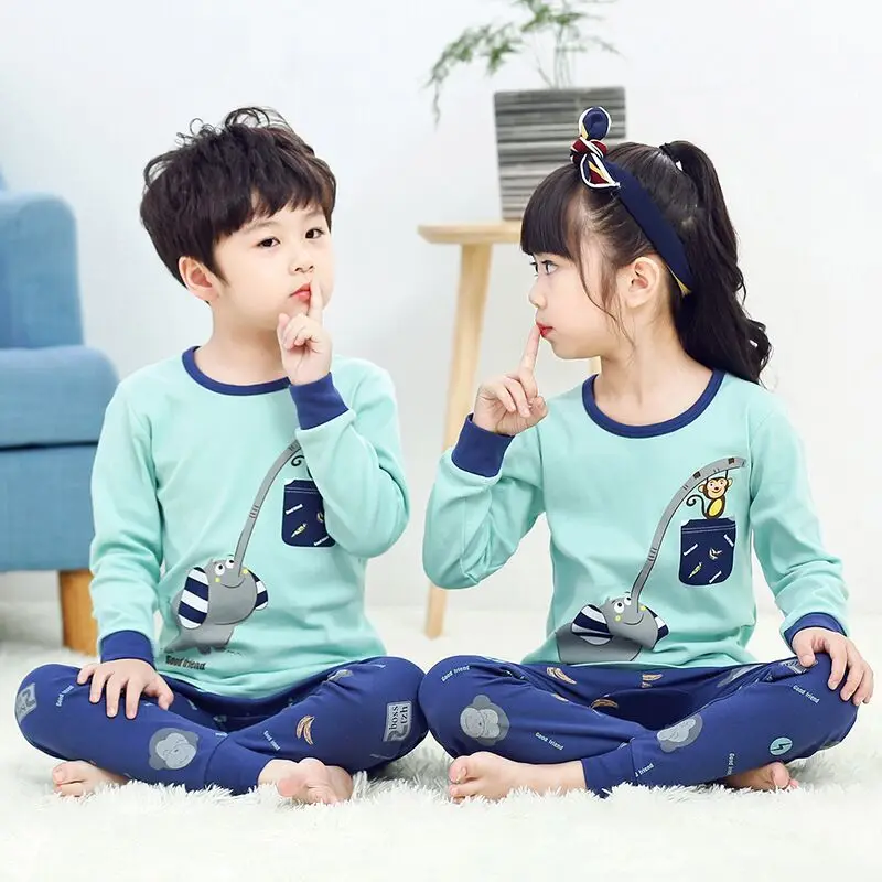 color at picture Новые детские пижамы; комплекты одежды для маленьких мальчиков и девочек; детская одежда для сна с героями мультфильмов; хлопковые пижамы с длинными рукавами; детская Рождественская одежда - Цвет: color at picture