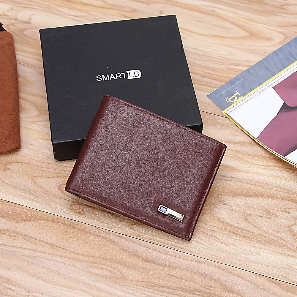Смарт кошелек SMARTLB из натуральной кожи с gps картой и сигнализацией мужской Bluetooth