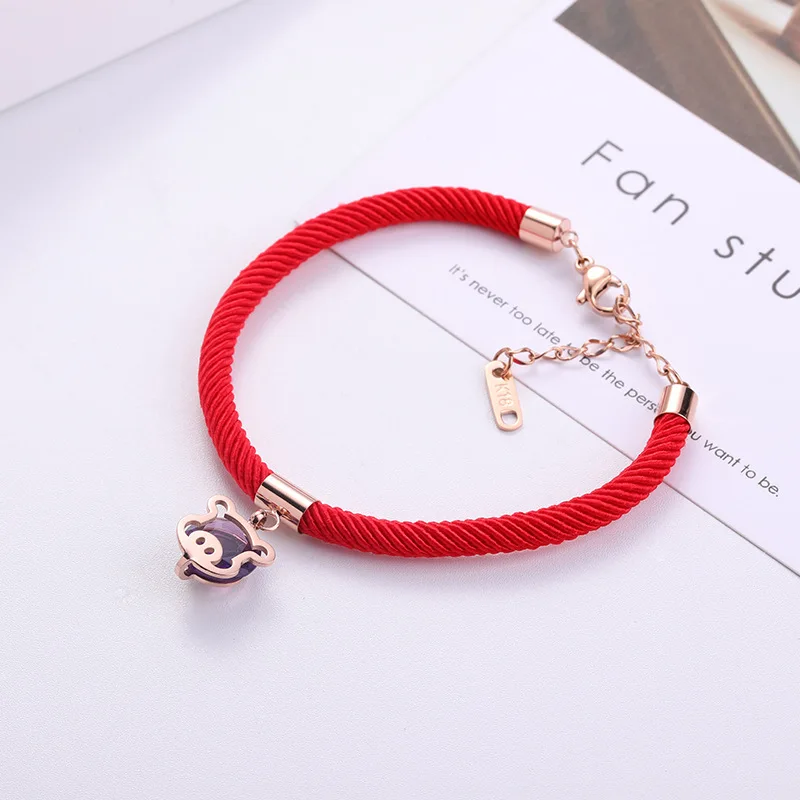 Новый 2019 золотой свинья зодиака красный Канатный браслет с подвесками Титан