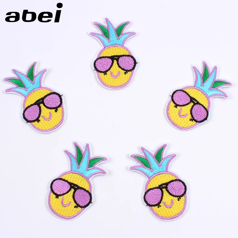 

10pcs/lot Funny Pineapple Patch for Clothes DIY Iron On Fruit Stickers Sewing Garments Fabric Appliques Jeans Bags Pants Badge