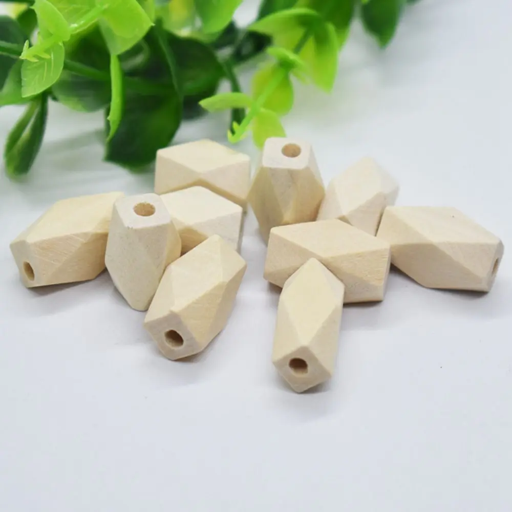 Геометрические длинные полигоны деревянные бусины натуральный цвет