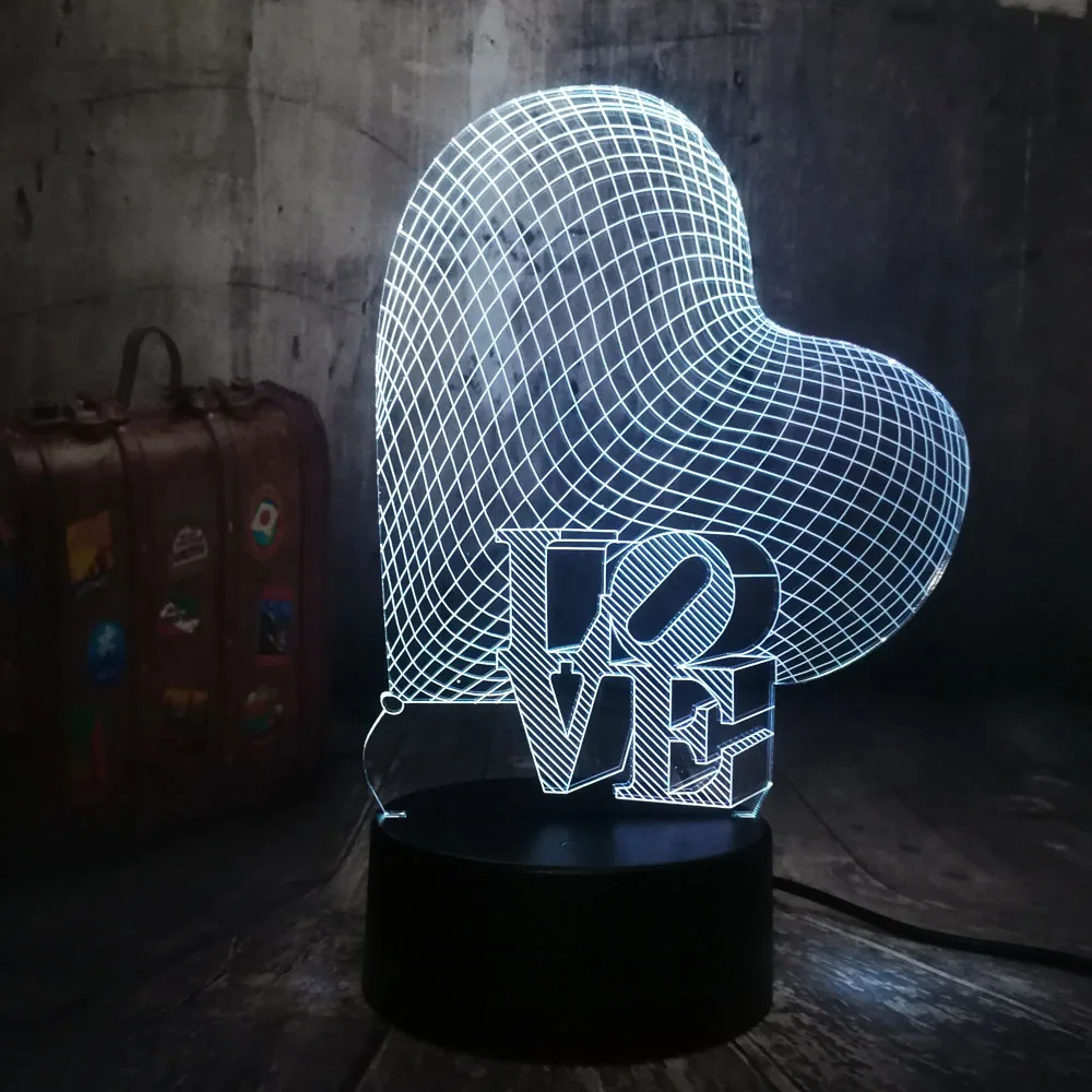 Рождество 3D «любящее сердце» светодиодный ночной Светильник романтическую атмосферу настольная лампа Свадебные украшения для влюбленных пар; обувь милая подарок