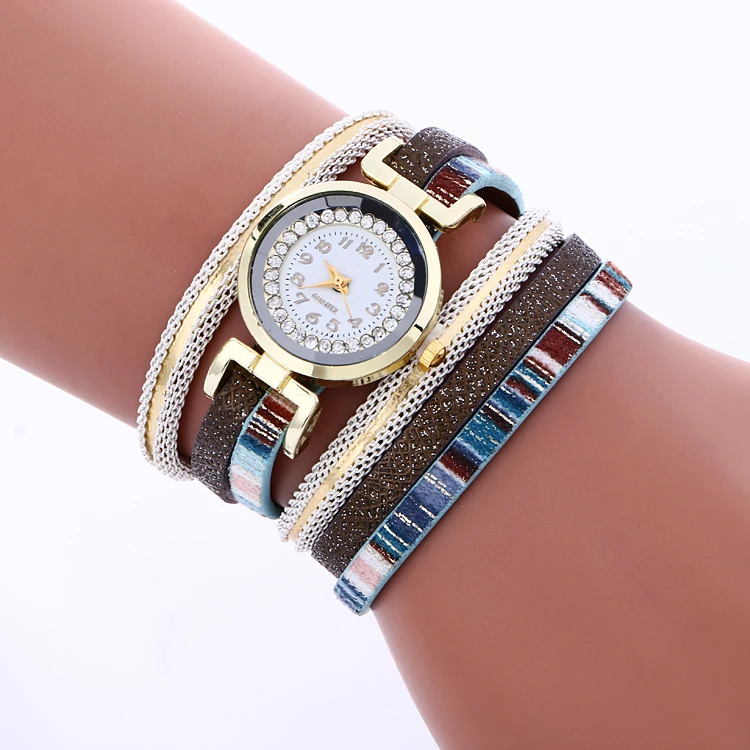 100 шт./лот 916919 женские наручные часы без логотипа с кристаллами на кожаном ремешке