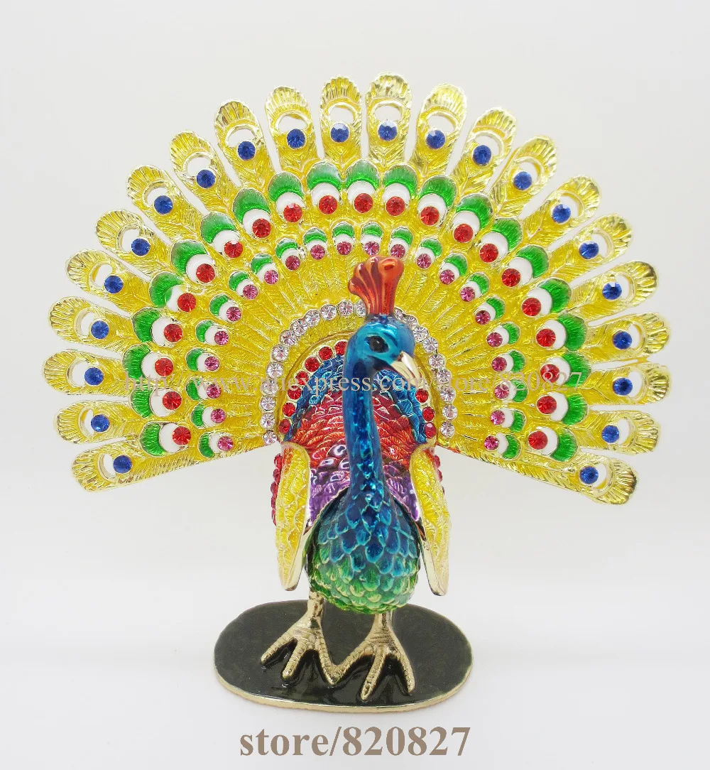 Большая безделушка павлина с птицей ювелирные изделия кристаллами шкатулка