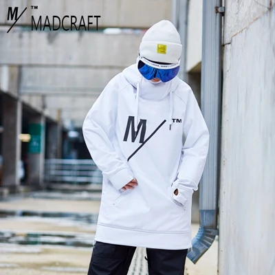 white m logo Новинка, зимние повседневные мужские толстовки с капюшоном для катания на лыжах, сноуборде, с длинным рукавом, женские пуловеры, свободный крой, с капюшоном, водонепроницаемые, ветрозащитные - Цвет: white m logo