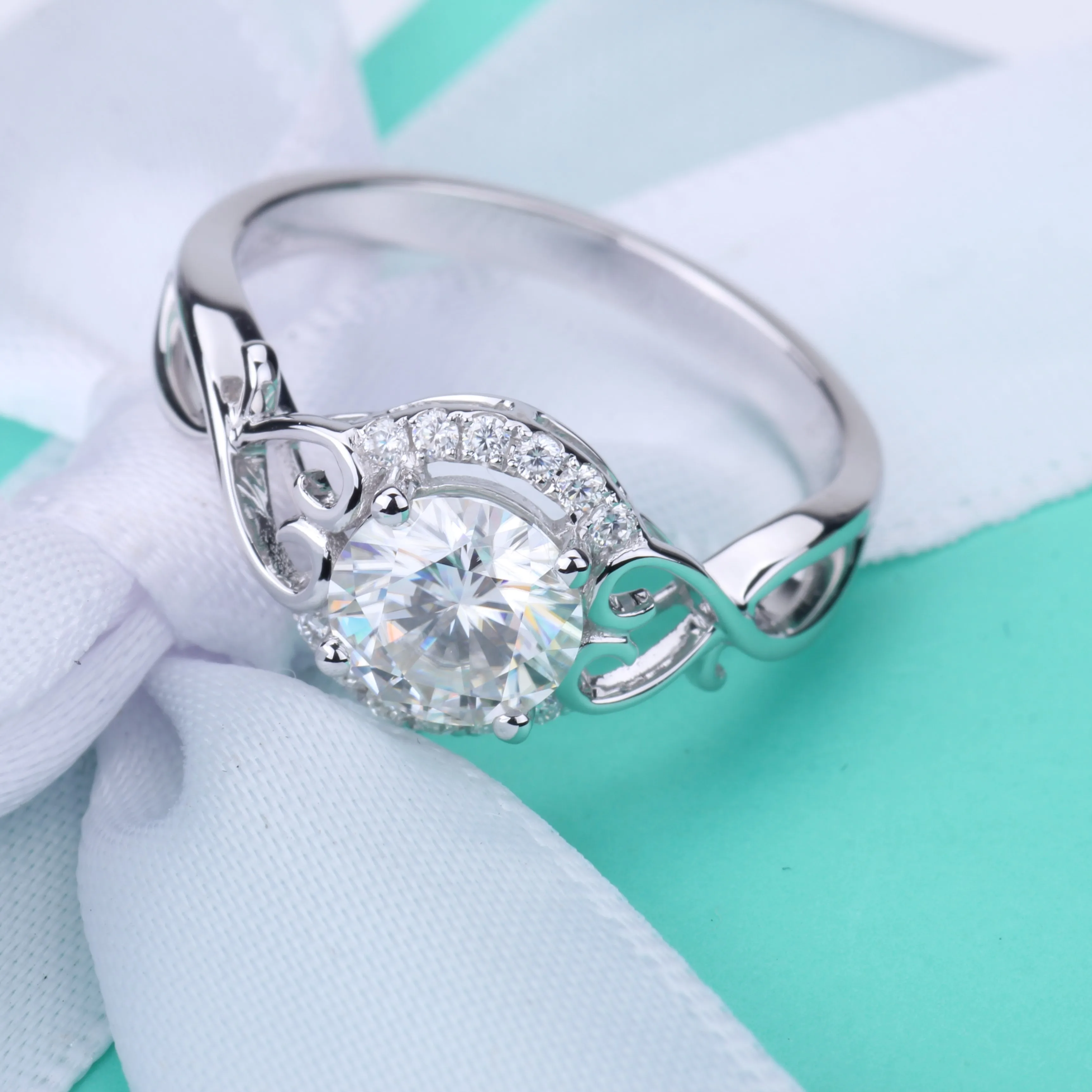 1.0ct Moissanites diamond Engagement Rings for women 14k white gold Wedding rings female Jewelry top quality | Украшения и