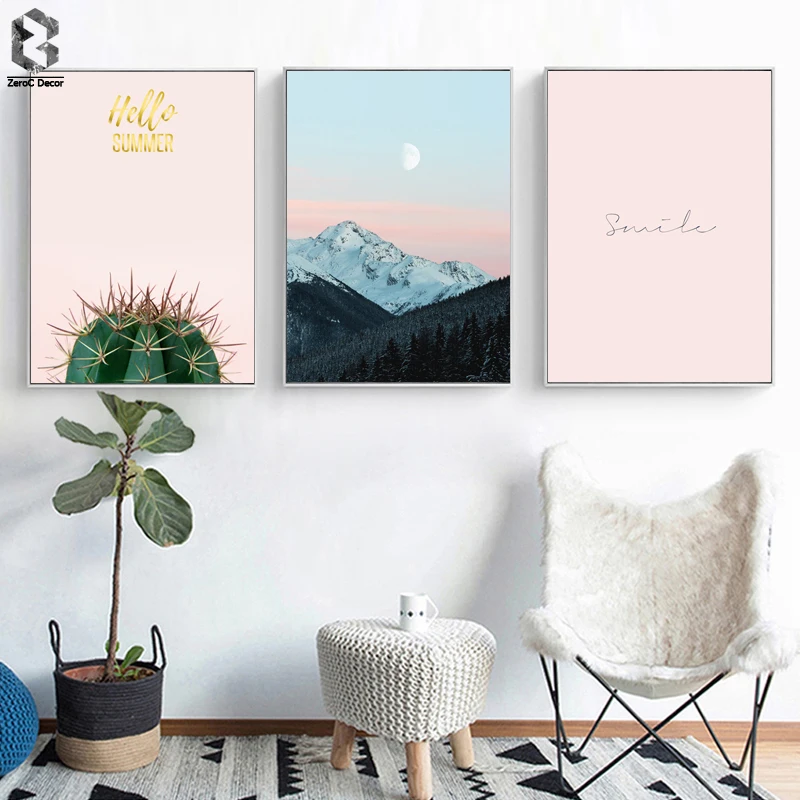 

Cactus Canvas Poster Nordic Print Minimalist Motivation Quotes Wall Art Painting Landscape Scandinavian Decoration Picture Smile