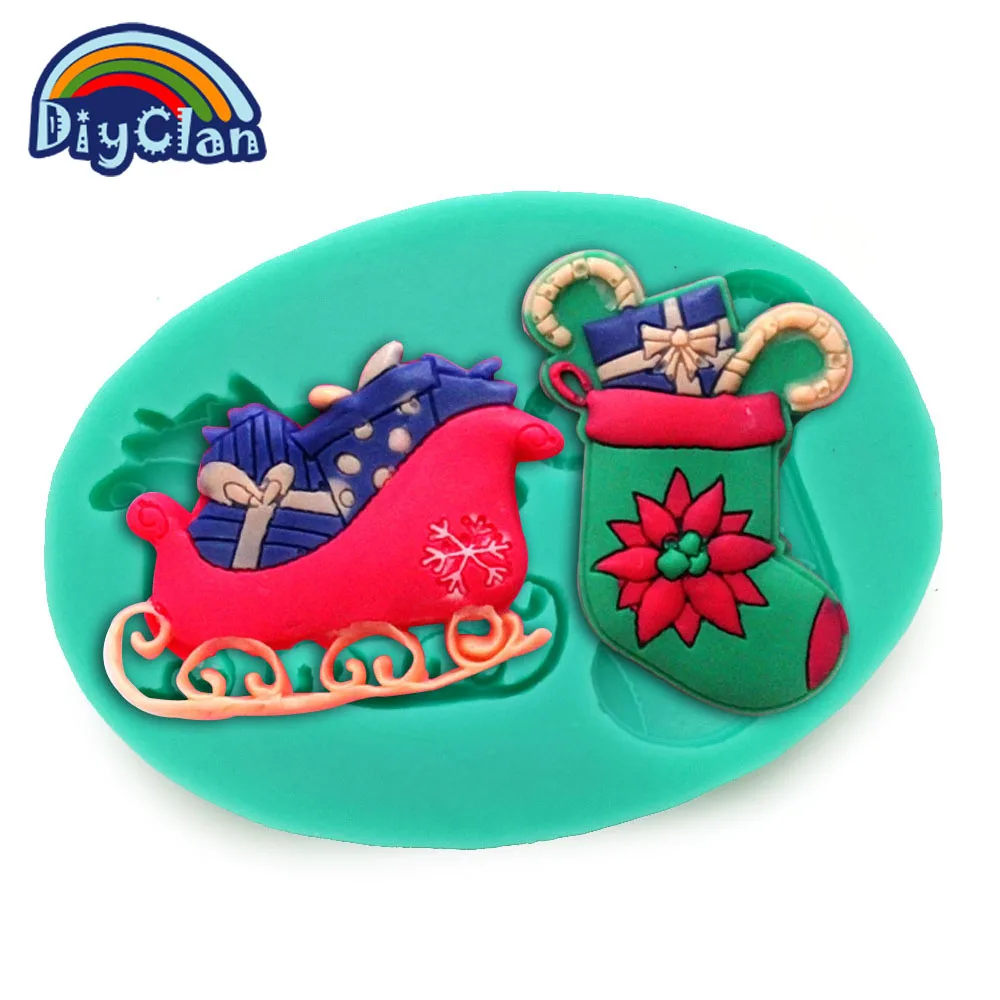 Рождественские сани в форме носков силиконовая форма для помадки украшения