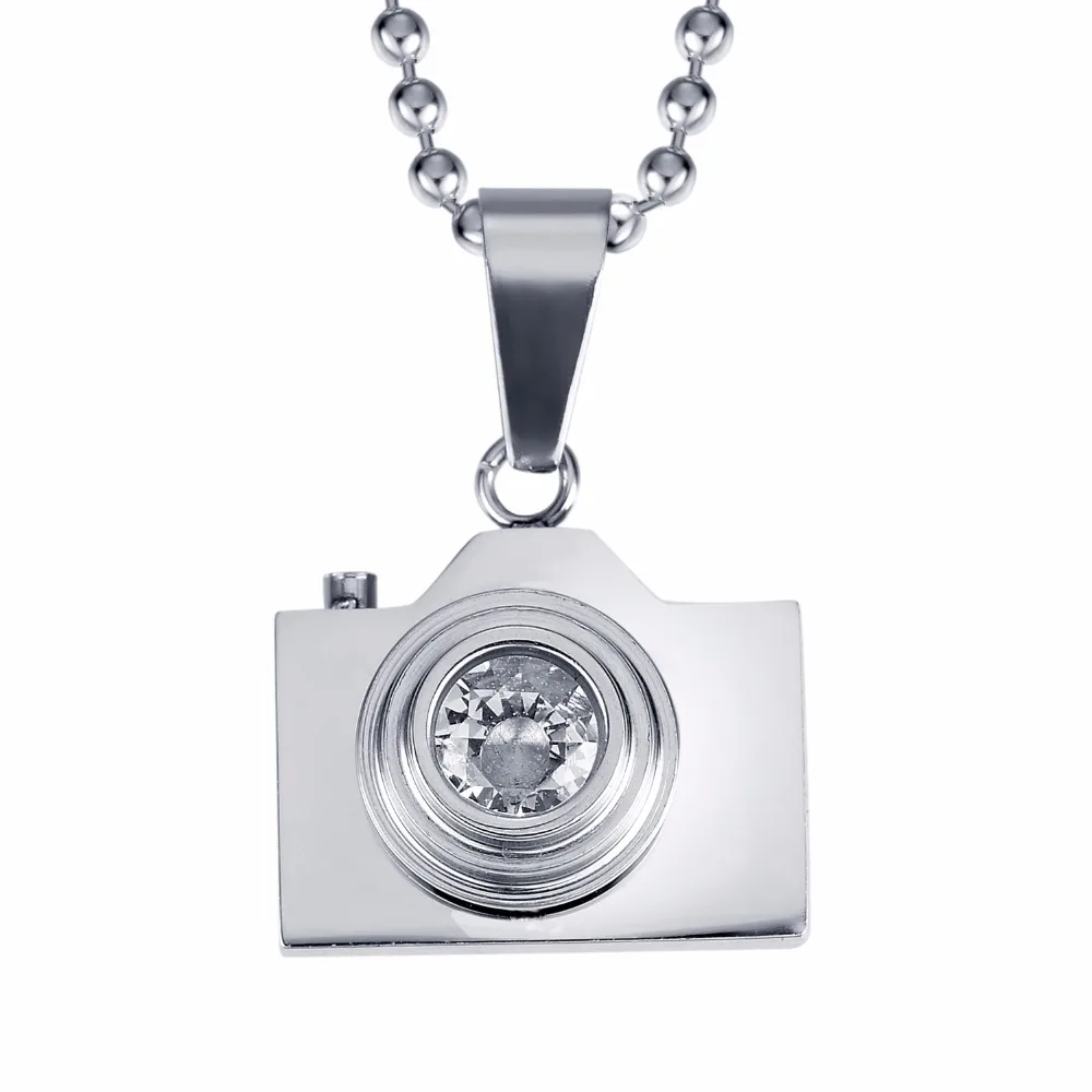 New Fashion Jewelry Camera Necklaces Pendants Black / Steel Colors Lovely Stainless |