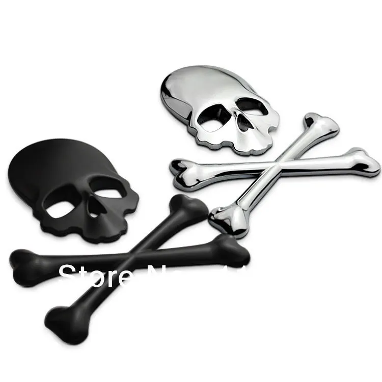 

Автомобильный логотип 3D Металлические отличительные знаки Skeleton Skull Bone Body декоративная наклейка золотистый/серебристый/черный