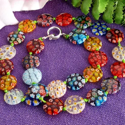 003 1 шт./лот Millefiori стекло лэмпворк муранские круглые бусы ожерелье горячее предложение - Окраска металла: 003