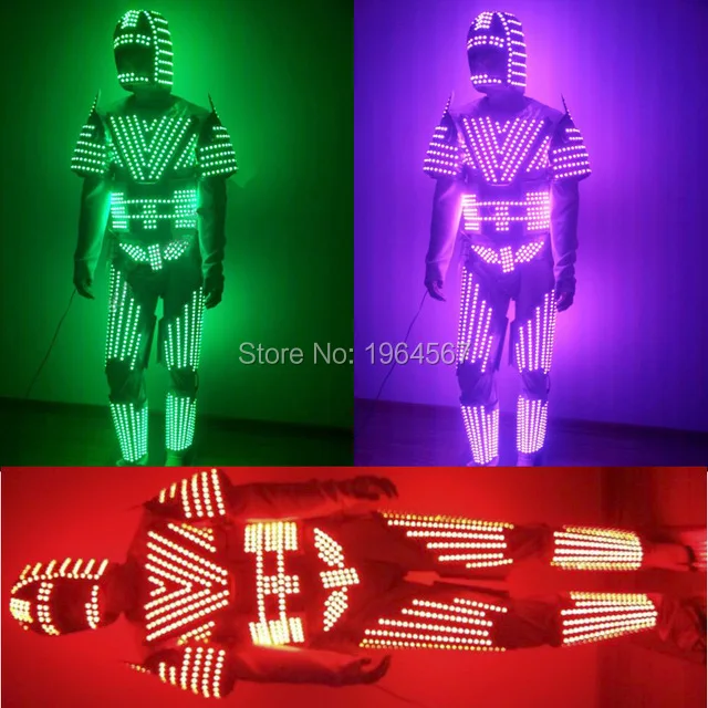 Новый дизайн RGB костюмы со светодиодами мужская одежда сценический костюм робота