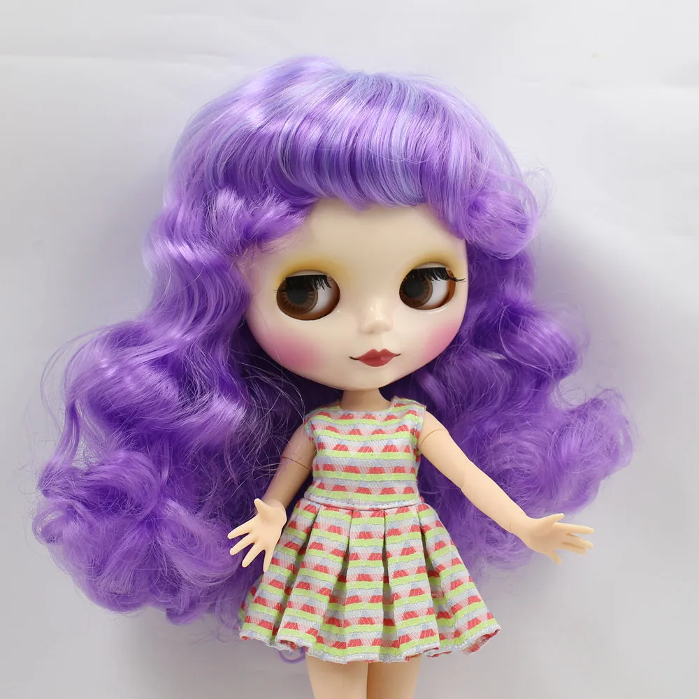 Кукла ICY DBS Blyth телесная кукла 230BL6005/7216 фиолетовые микс синие волосы белая кожа