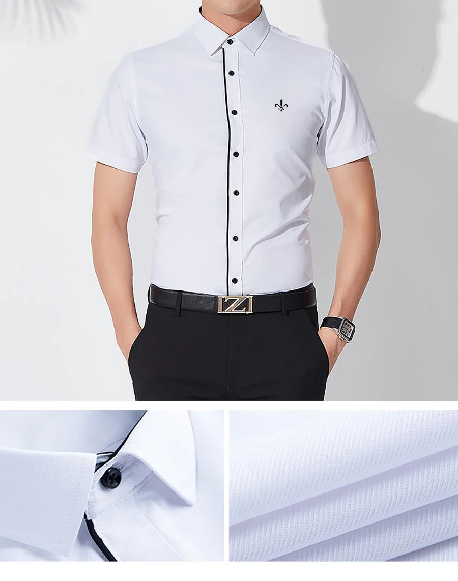 DUDALINA Новая летняя модная мужская рубашка Slim Fit с коротким рукавом Повседневная рубашка модная мужская одежда плюс размер мужская повседневная брендовая рубашка