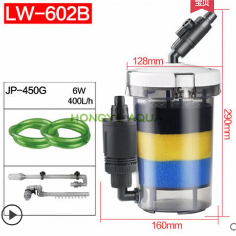 SUNSUN Transparent LW-602B/LW-603B Aquarium Pre-filter With Filter Cotton Mini Fish Tank Filter Barrel With 6W Pump - Color: LW-602B